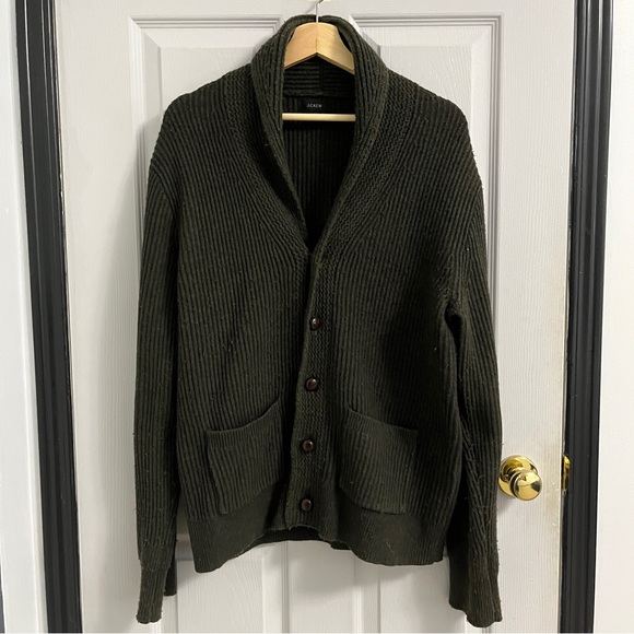 J. Crew Other - J CREW // Dark Green Wool Blend Cardigan // M